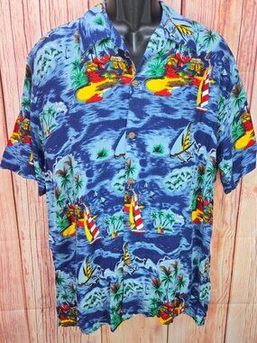 Thumbs Up Sportswear Hawaiian Shirt Medium Sailboat Print